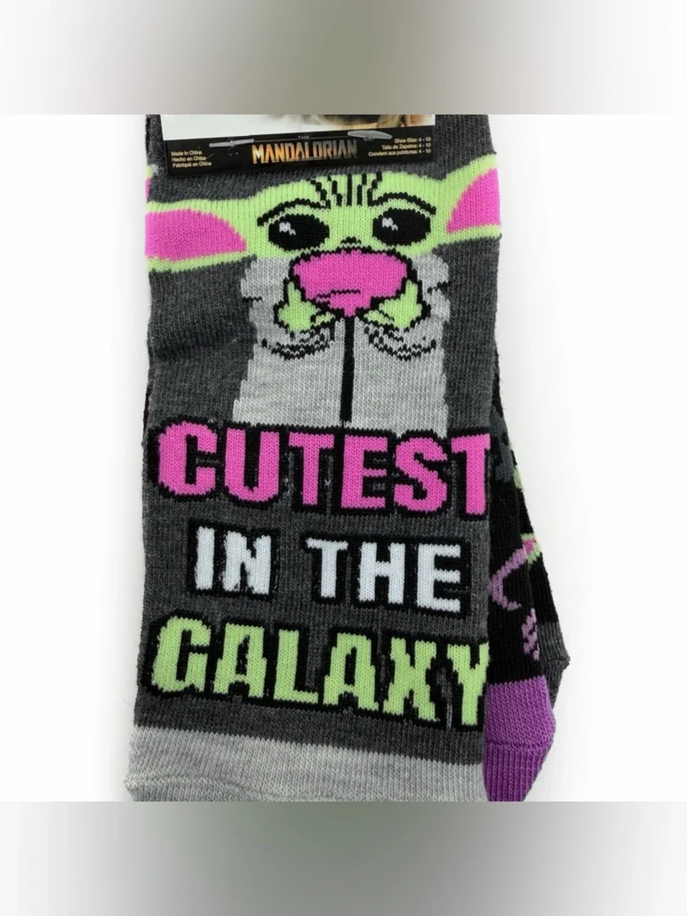 Disney Star Wars Women’s No Show Socks The Mandalorian Grogu Pink Purple
